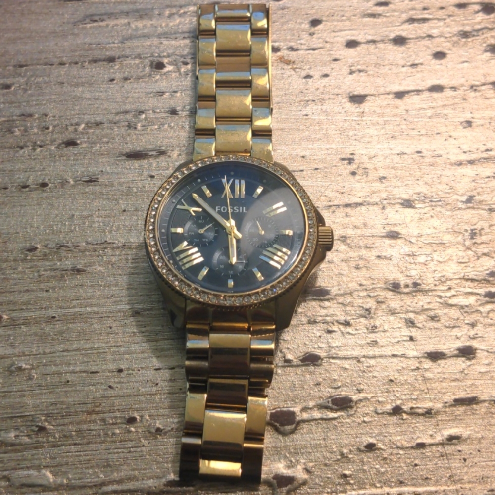 Gold and Navy fossil watch